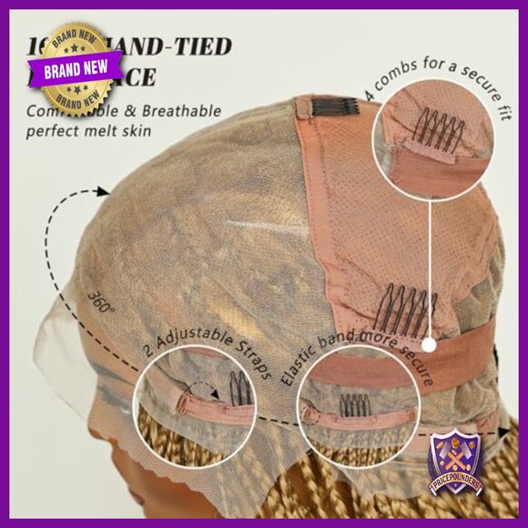 Full Lace Synthetic Braided Wig 36 Inch Knotless Heat Resistant Lightweight main image 4